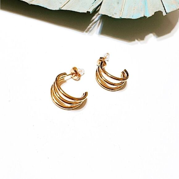 Triple hoop earrings M374 - Picture 3 of 5